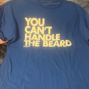 Blue Graphic Tee with Bold Slogan